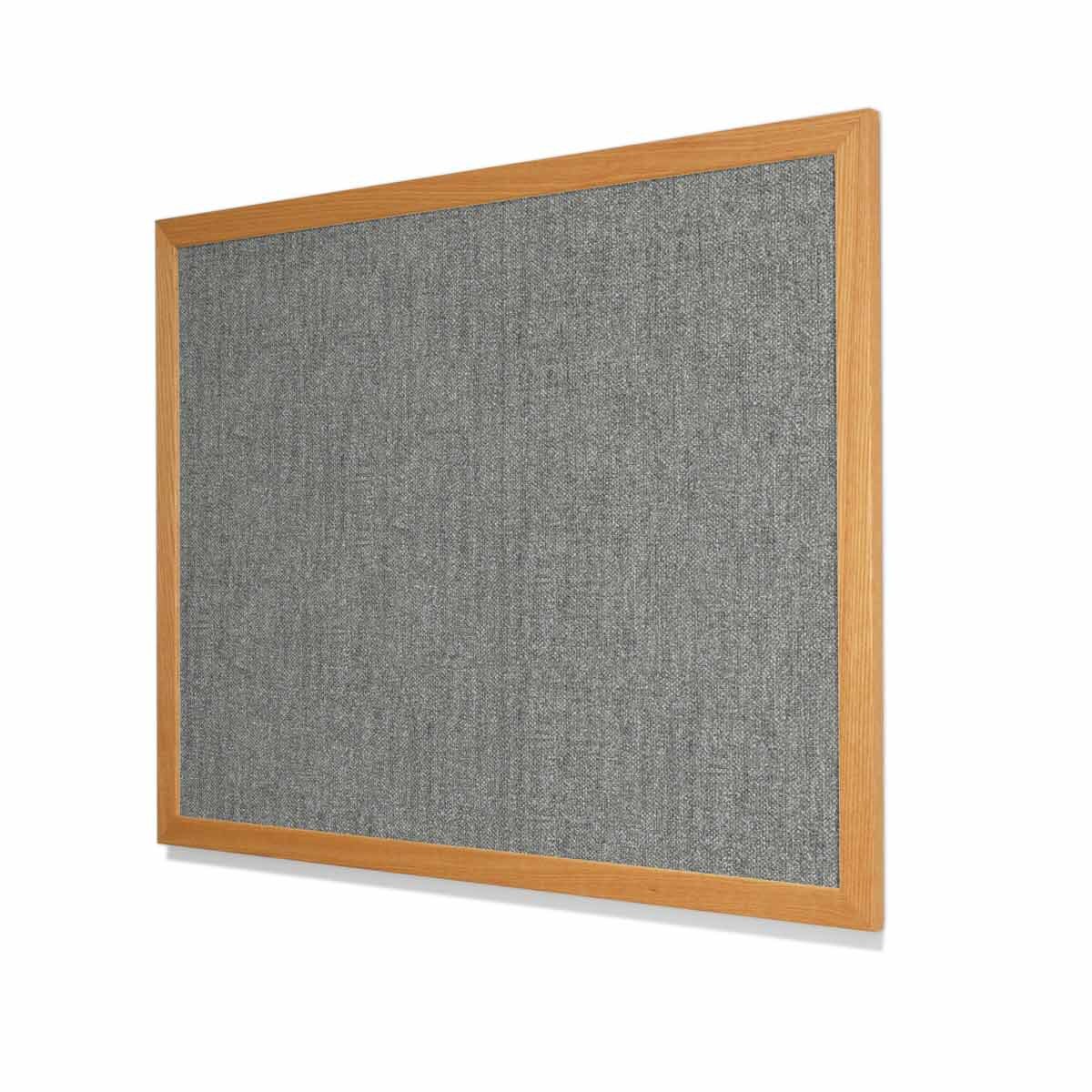 Type II Woven Vinyl Koroseal Linden II Smoke Cork Board with Red Oak Frame
